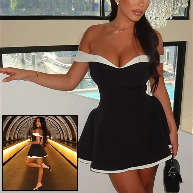 Black And White Patchwork Summer Dress Y2K Trend