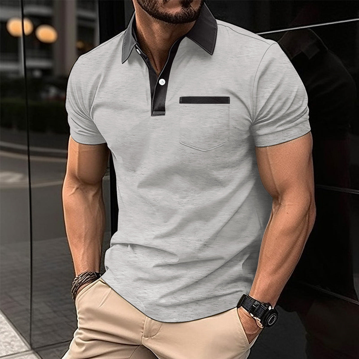 Slim Pocket Short-sleeved Polo T-shirt